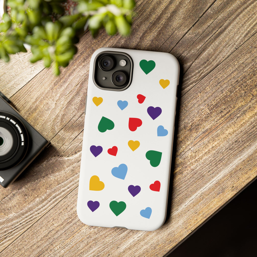 Rainbow Hearts Phone Case | Tough Cases, Spring Vibe, Trendy Accessories