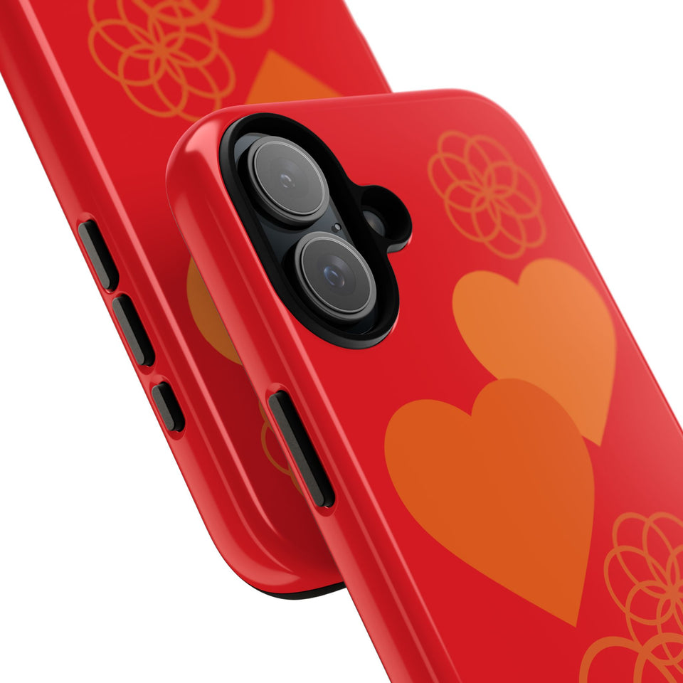 Stylish Phone Case with Floral Hearts Design, Tough Phone Cover, Unique Gift for Her, Trendy Accessories, Spring Vibe, Custom Cases