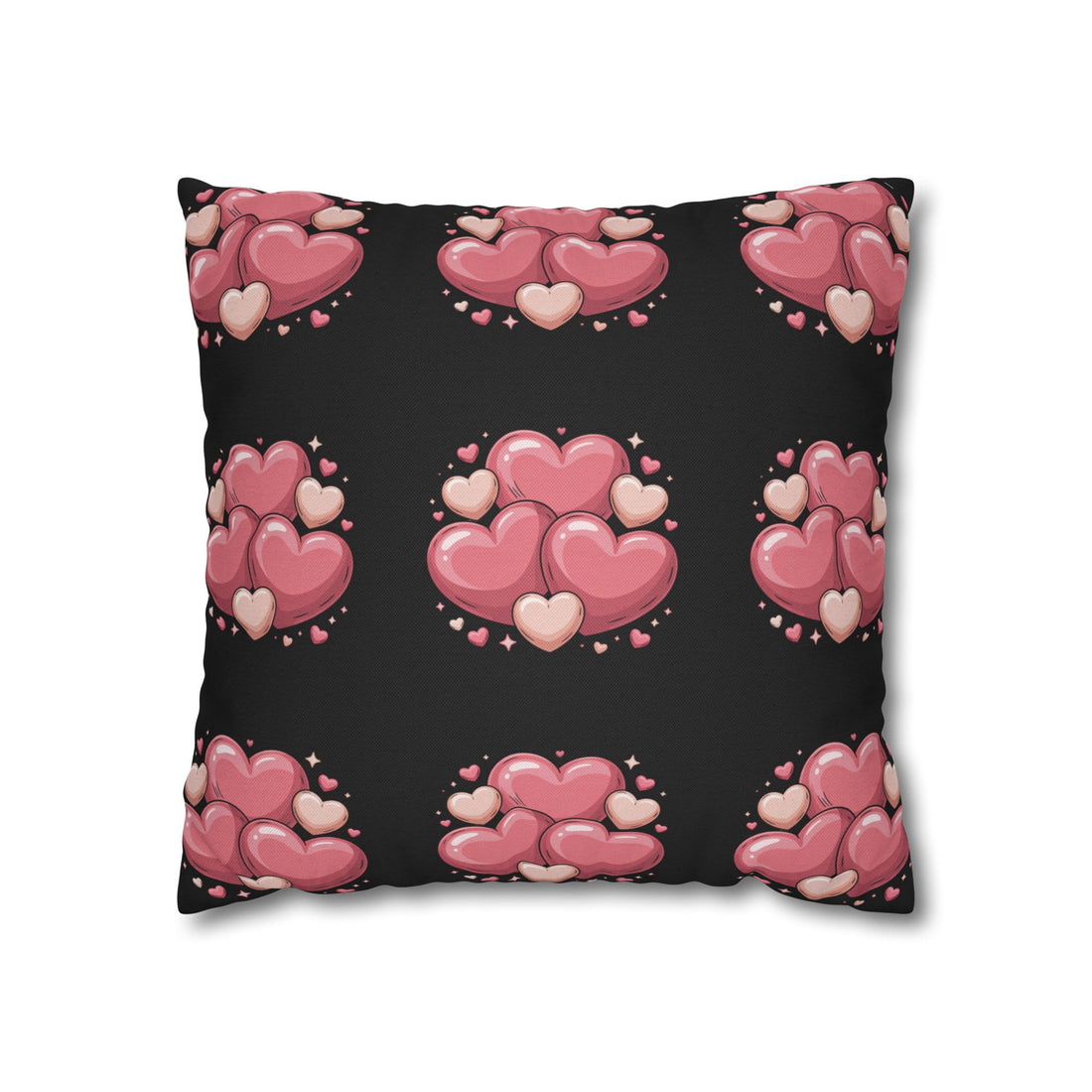 Heart Cluster Pillowcase — Cute Pink Valentine Decorative Throw Pillow
