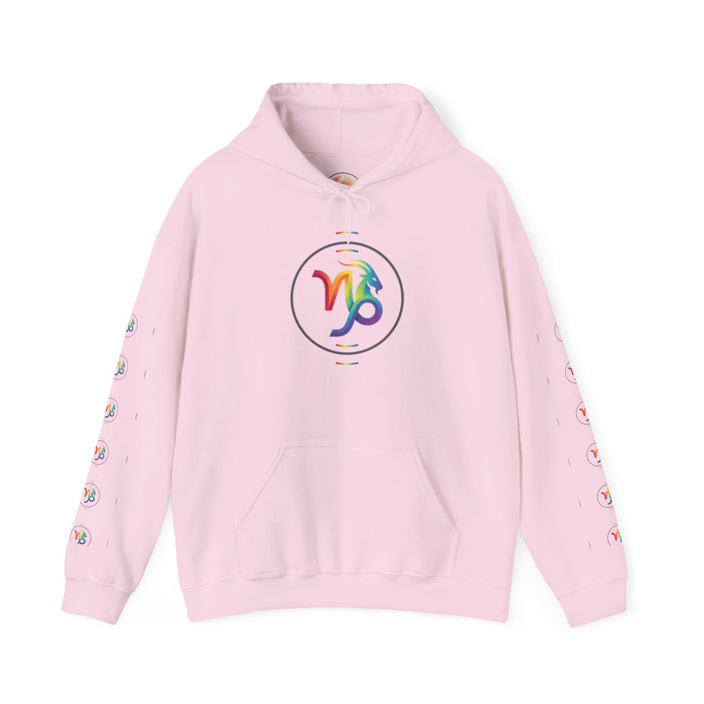 Capricorn Rainbow Zodiac Hoodie — Colorful Astrology Sweatshirt with Capricorn Symbol