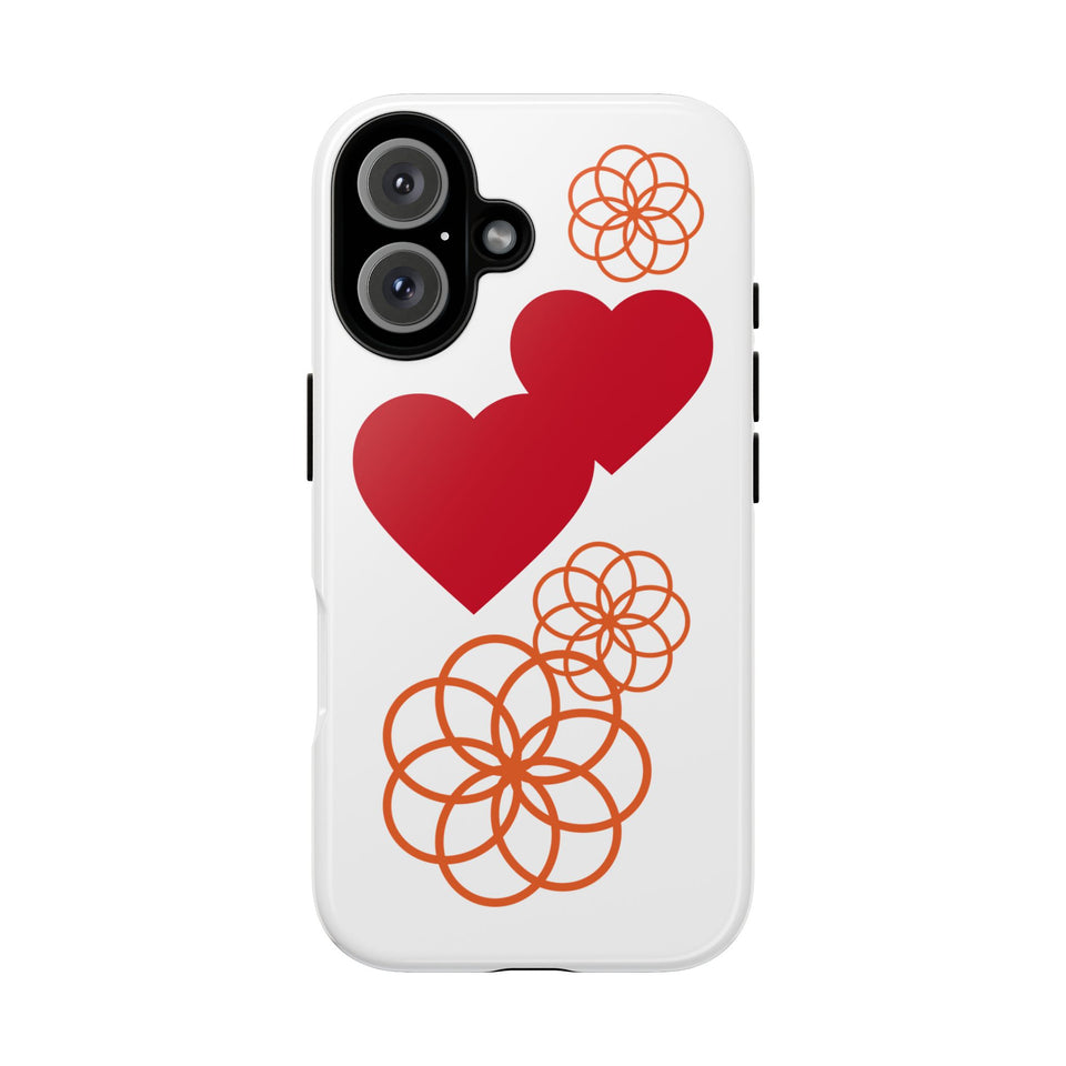 Floral Heart Pattern Phone Case | Tough Phone Cover, Spring Floral Design