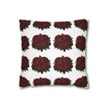 Red Rose Pattern Pillowcase — Floral Square Decorative Throw Pillow