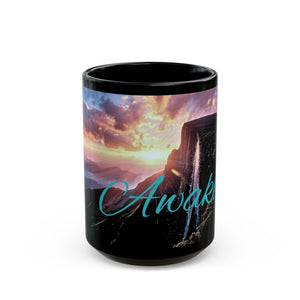 CartersLog Awaken Mountain Sunrise Black Ceramic Coffee Mug – 11oz & 15oz Inspirational Cup