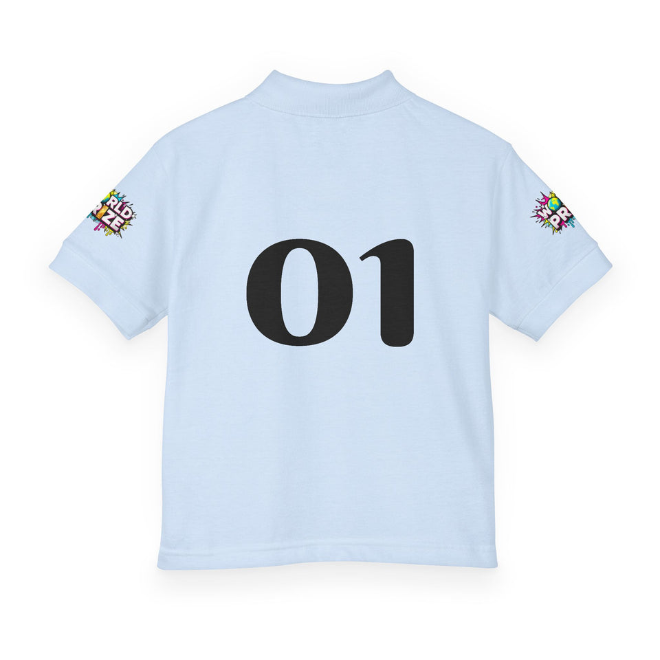 World Is Mine graphic Youth Polo | Number 01 back