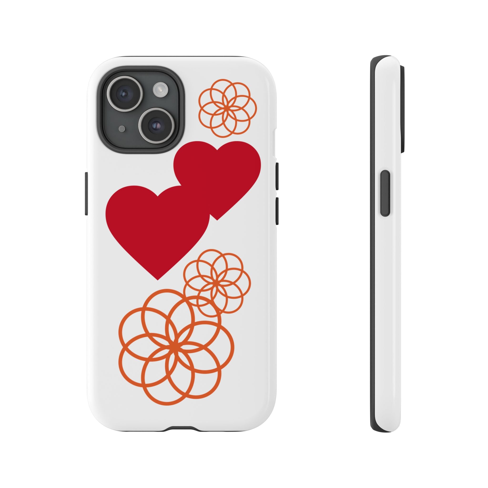 Floral Heart Pattern Phone Case | Tough Phone Cover, Spring Floral Design