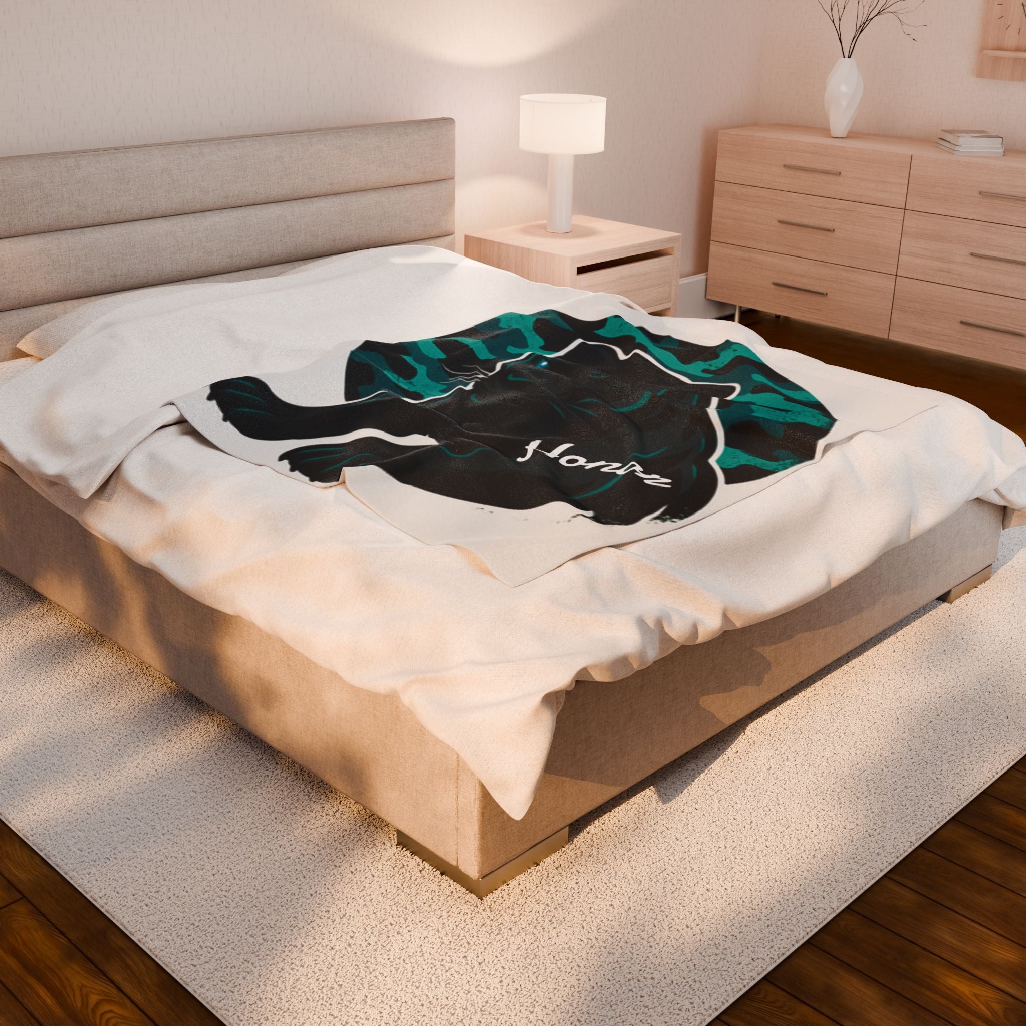 Velvet Fleece Blanket, Plush Panther Blanket, Cozy Bedding, Panther Fan Gift, Honor Edition