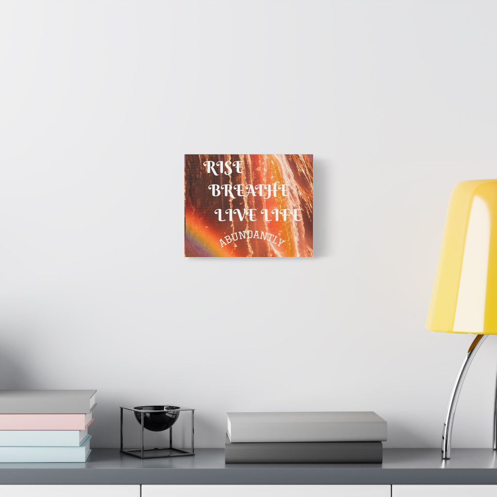 Inspirational Wall Art Canvas, RISE & BREATHE, Motivational Home Decor, Gift for Yoga Lovers, Positive Vibes Art