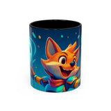 CartersLog Happy Fox Space Adventure Accent Coffee Mug – 11oz & 15oz Cute Cosmic Design