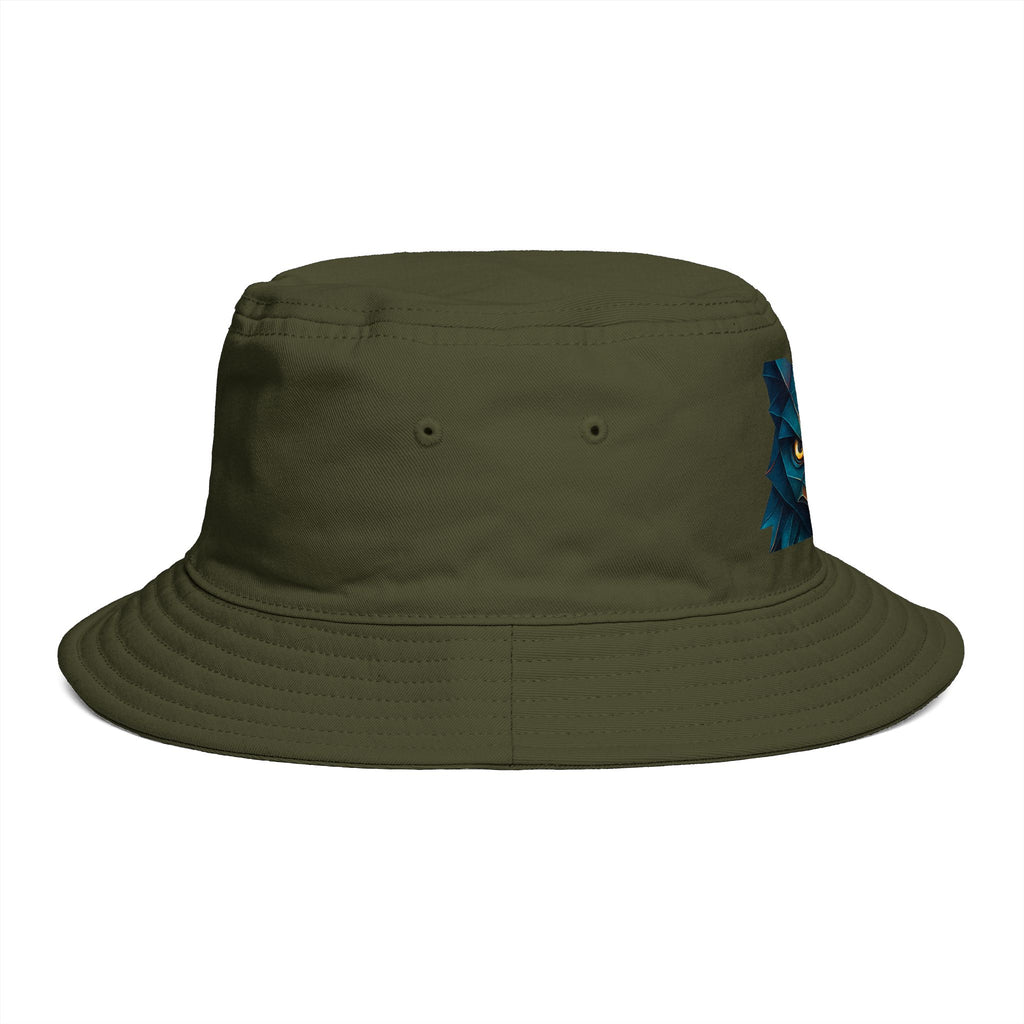 Tribal Geometric Owl Bucket Hat — Colorful Mountain Owl Face Print