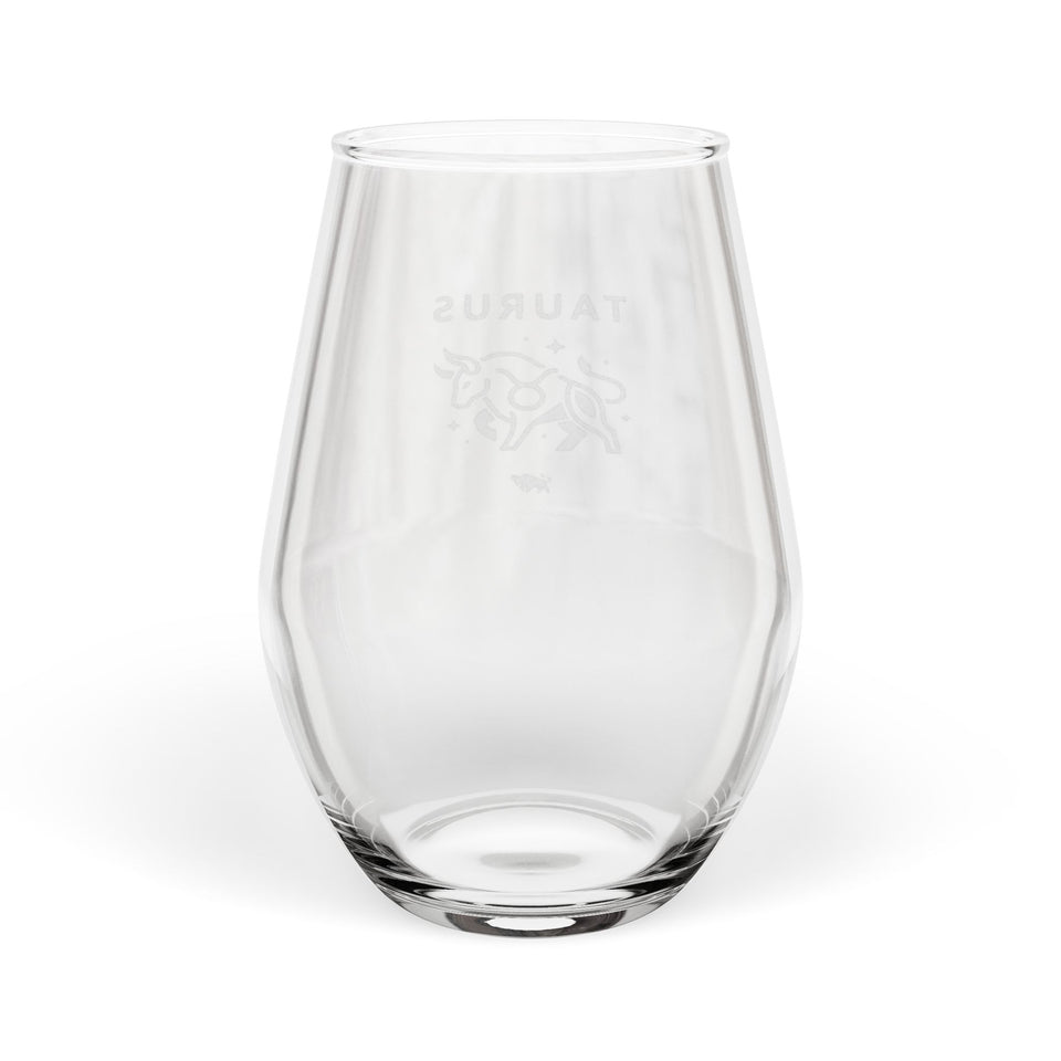 Engraved Taurus Stemless Wine Glass — 11.5 oz Zodiac Gift