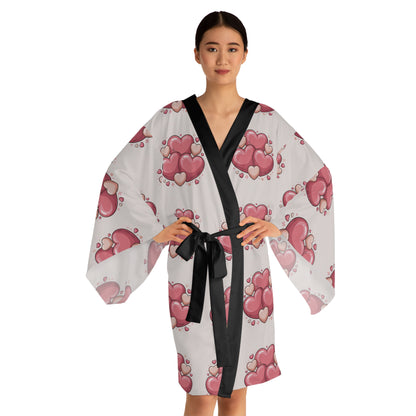 Heart Cluster Kimono Robe — Pink Love All-Over Print