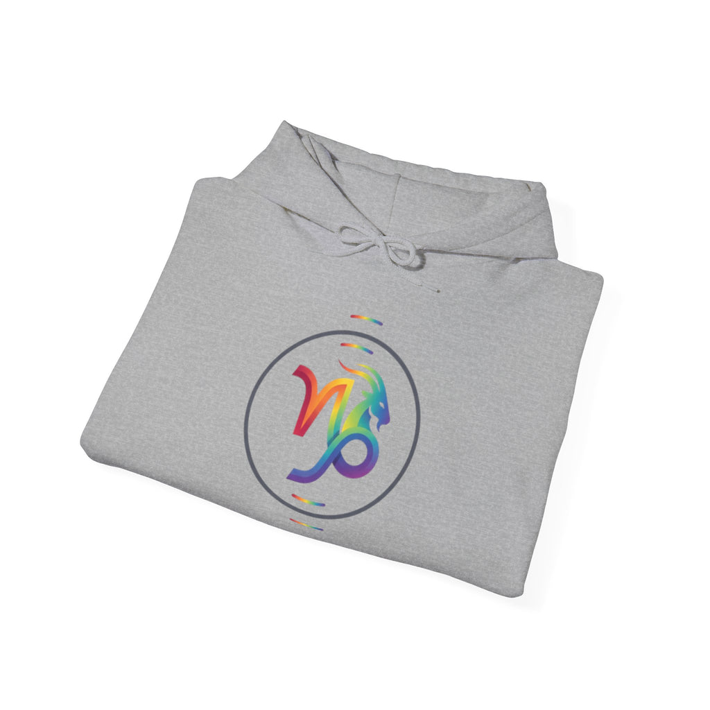 Capricorn Rainbow Zodiac Hoodie — Colorful Astrology Sweatshirt with Capricorn Symbol