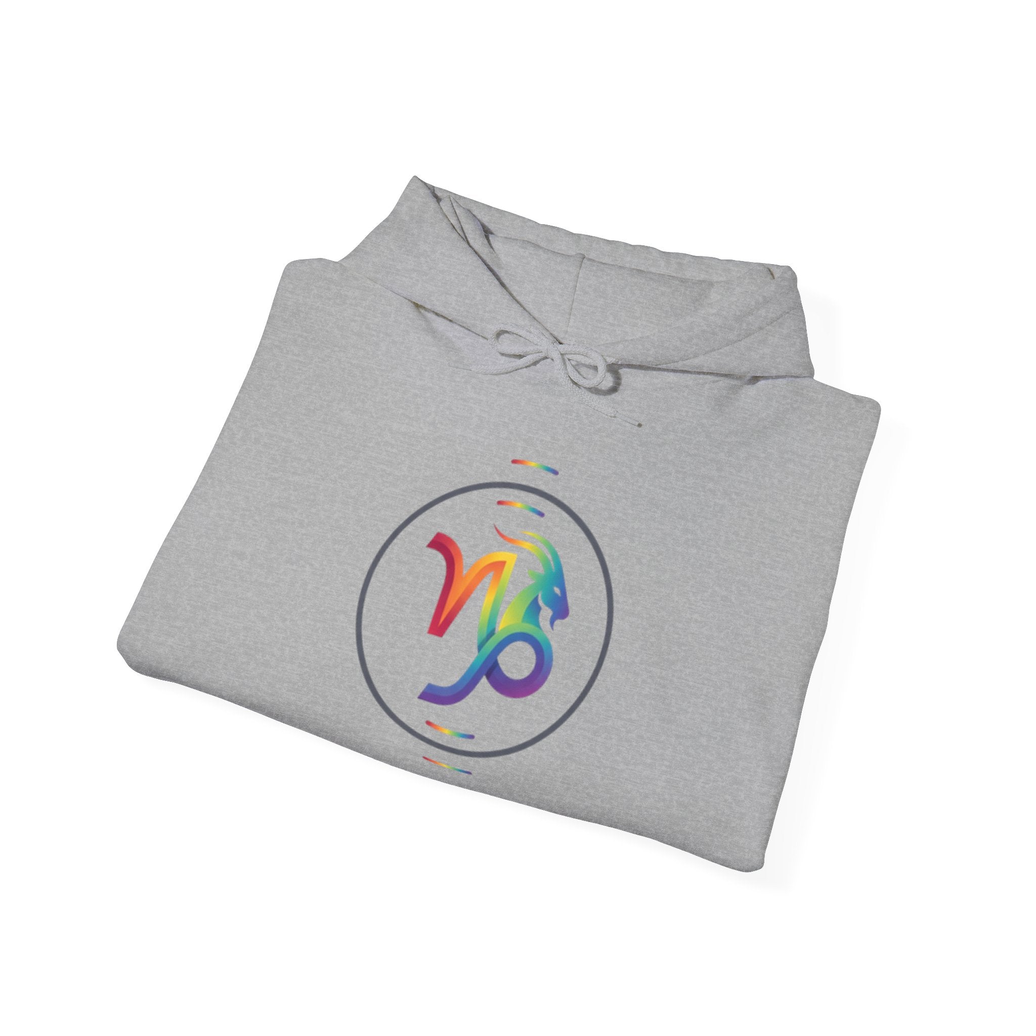 Capricorn Rainbow Zodiac Hoodie — Colorful Astrology Sweatshirt with Capricorn Symbol
