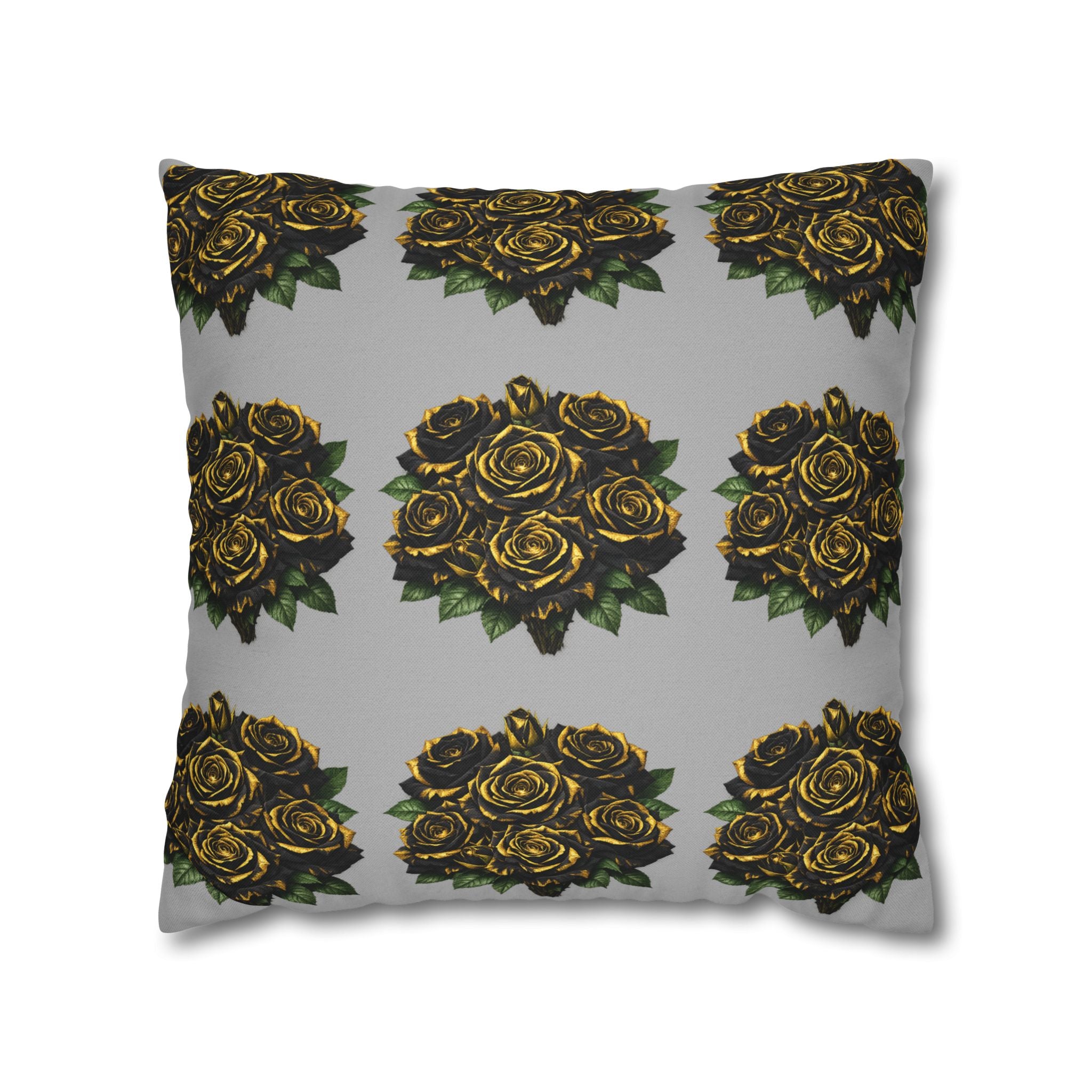 Red Rose Pattern Pillowcase — Floral Square Decorative Throw Pillow