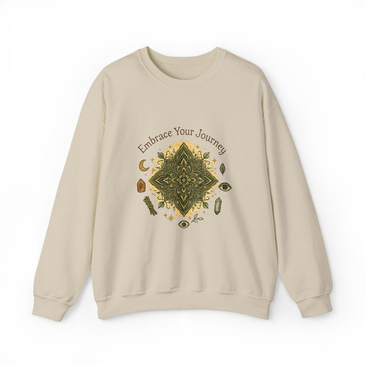 Embrace Your Journey Mandala Crewneck Sweatshirt | Boho Spiritual Meditation