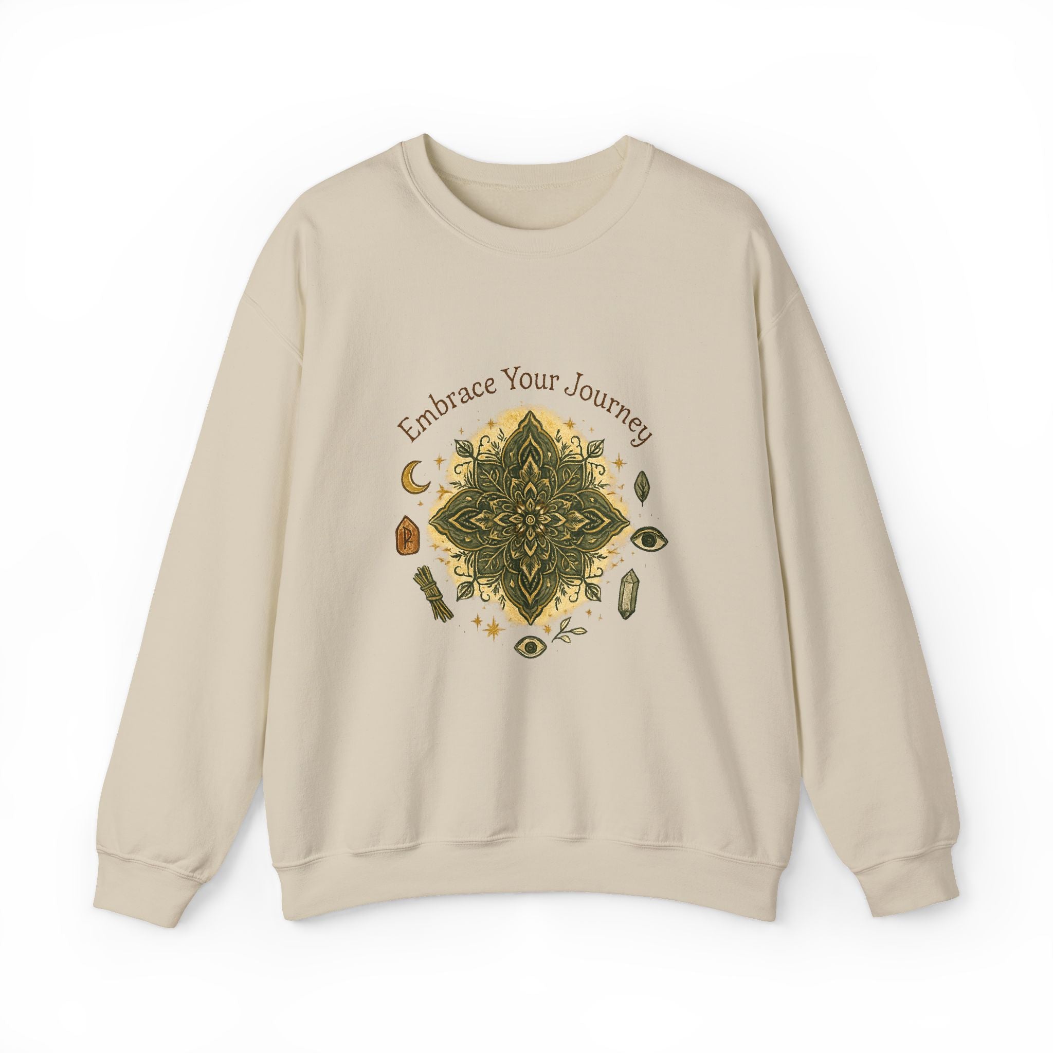 Embrace Your Journey Mandala Crewneck Sweatshirt | Boho Spiritual Meditation