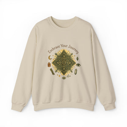 Embrace Your Journey Mandala Crewneck Sweatshirt | Boho Spiritual Meditation