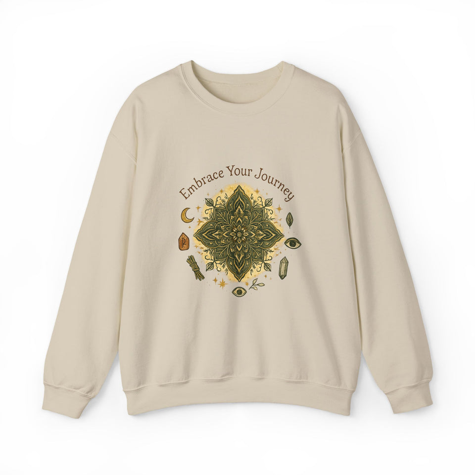 Embrace Your Journey Mandala Crewneck Sweatshirt | Boho Spiritual Meditation