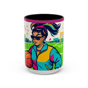 Colorful Basketball Lover's Mug - Vintage Sporty Style, Gifts for Athletes, Trendy Coffee Cup, Fitness Decor, Retro Basketball Design