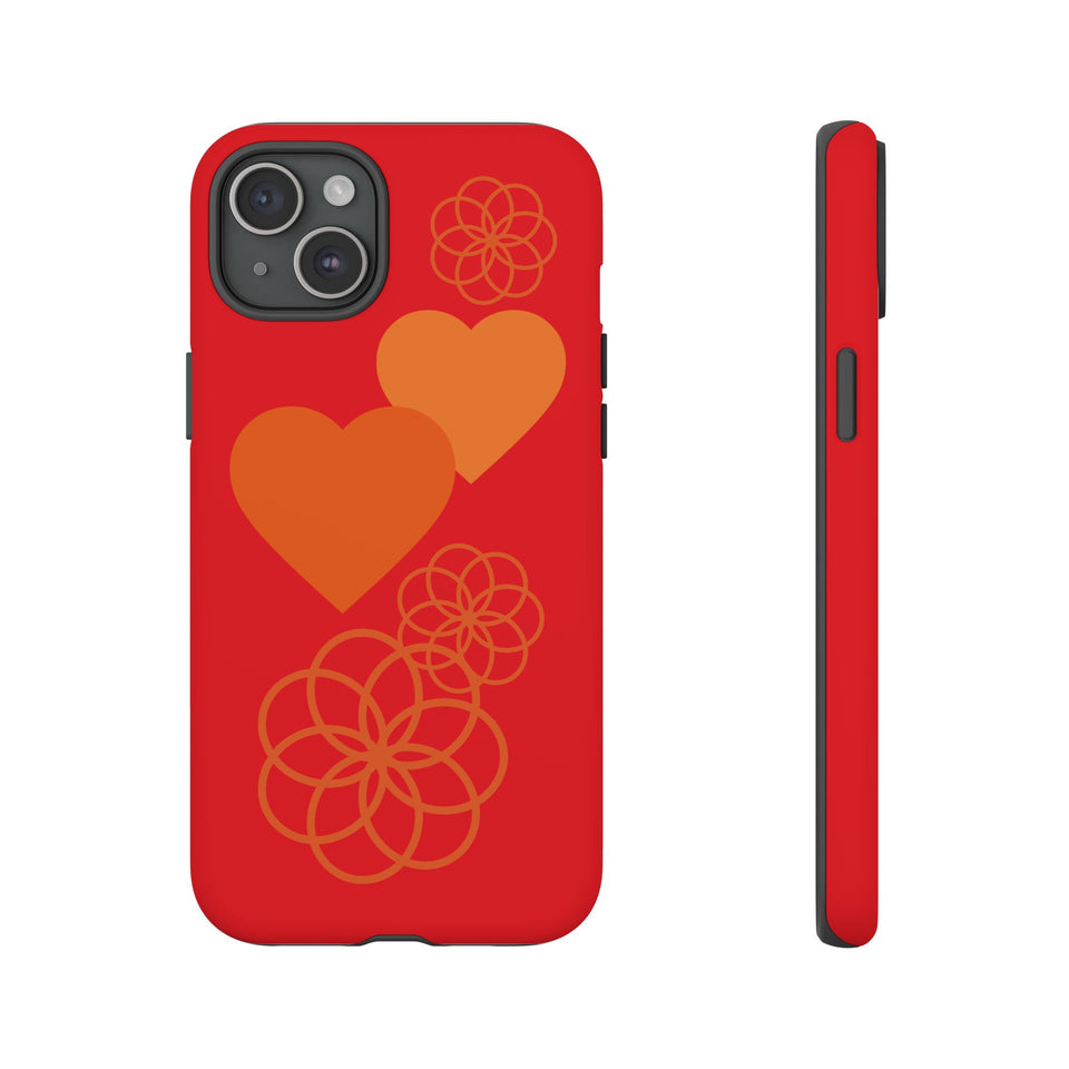 Stylish Phone Case with Floral Hearts Design, Tough Phone Cover, Unique Gift for Her, Trendy Accessories, Spring Vibe, Custom Cases