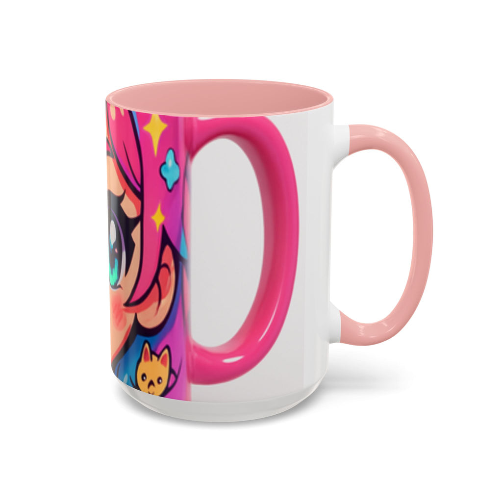 Vibrant Anime Inspired Coffee Mug, Cute Cat Lover Gift, Fun Kitchen Accessory, Bright Accent Mug for Daily Use, Whimsical Drinkware