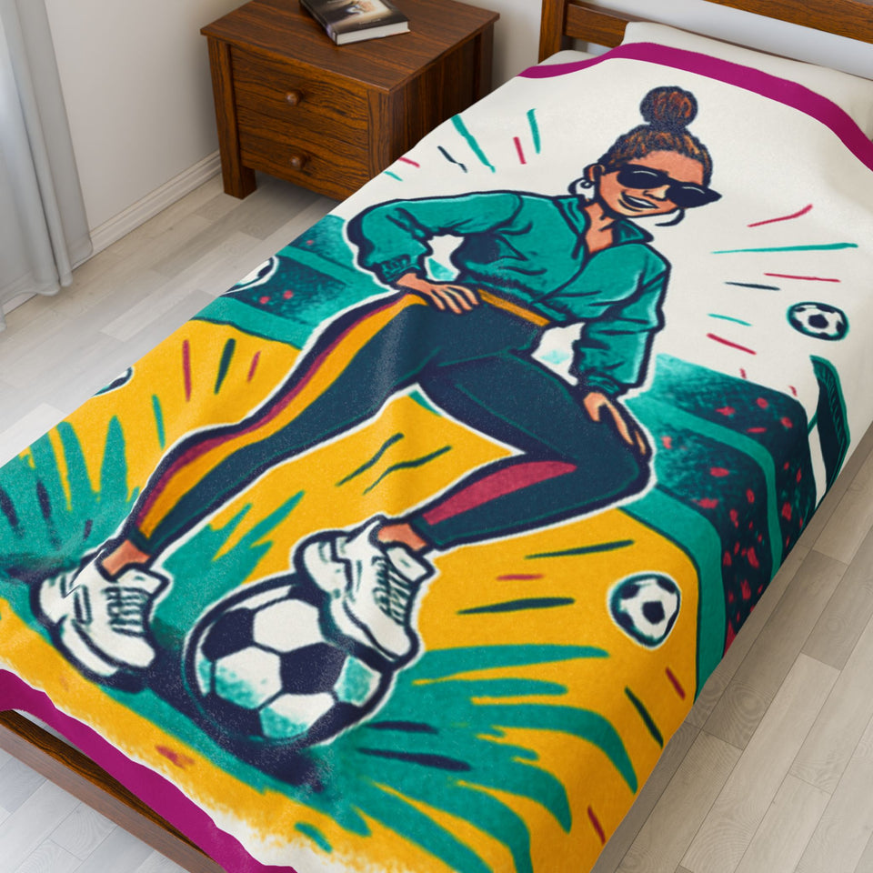 Velveteen Blanket, Hip Soccer Mom Design, Sports Fan Gift, Cozy Throw, Any Holiday Present, Soft Bedding, Mom Gift, Soccer Mom, Sports Mom