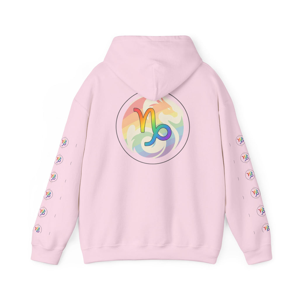 Capricorn Rainbow Zodiac Hoodie — Colorful Astrology Sweatshirt with Capricorn Symbol
