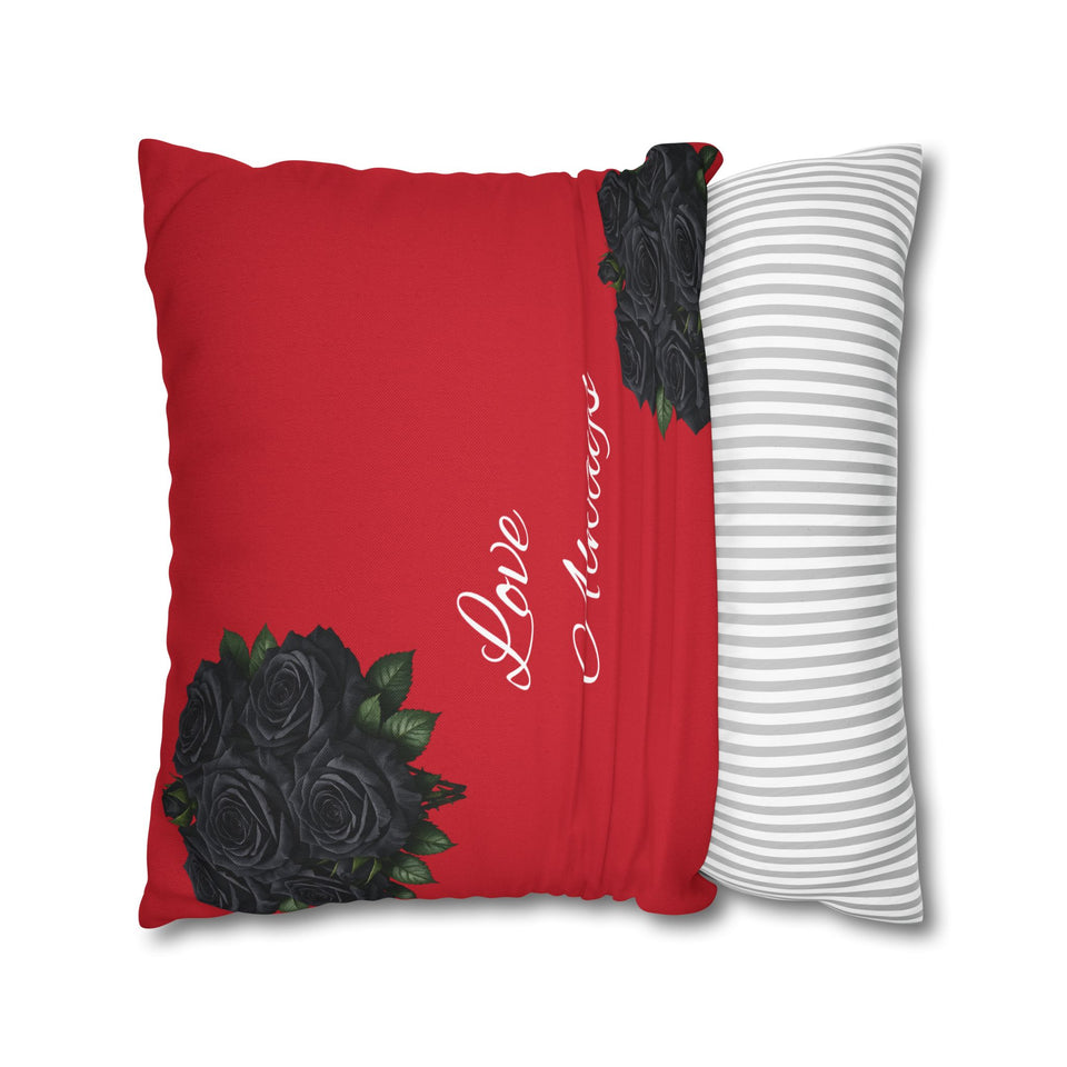 Red Rose Pillow Cover – Floral Decorative Throw Pillowcase