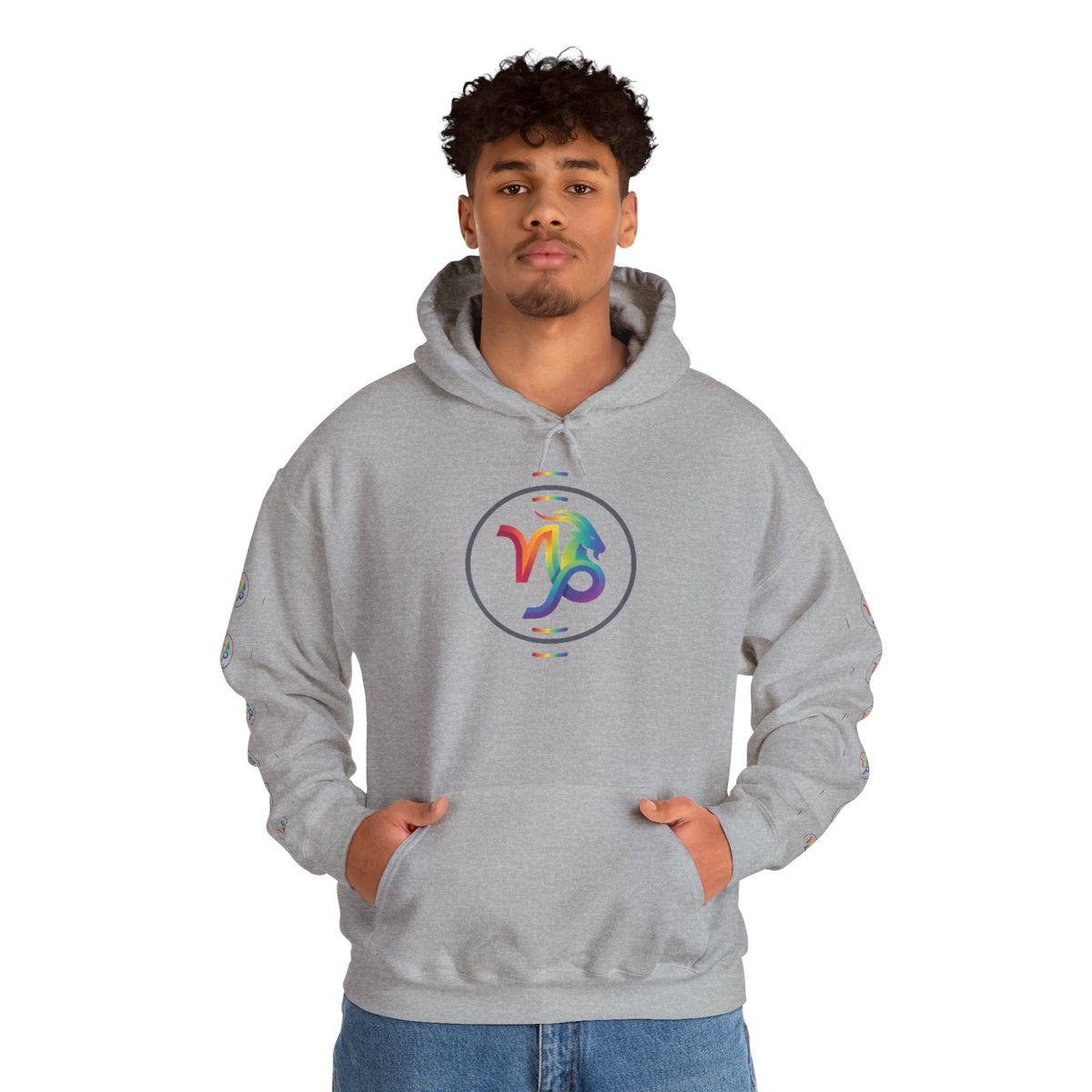 Capricorn Rainbow Zodiac Hoodie — Colorful Astrology Sweatshirt with Capricorn Symbol