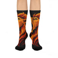 Fiery Lion Head Cushioned Crew Socks | Flame Mane Animal Design
