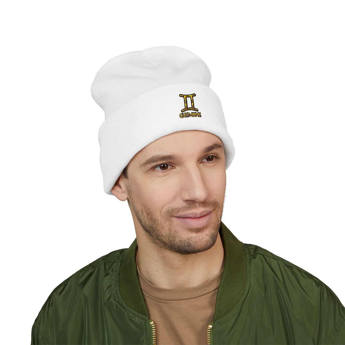 Embroidered Gemini Zodiac Cuffed Beanie