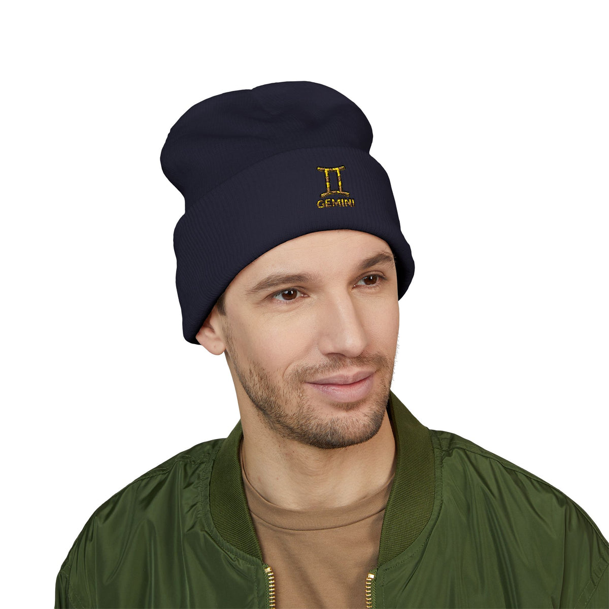 Embroidered Gemini Zodiac Cuffed Beanie
