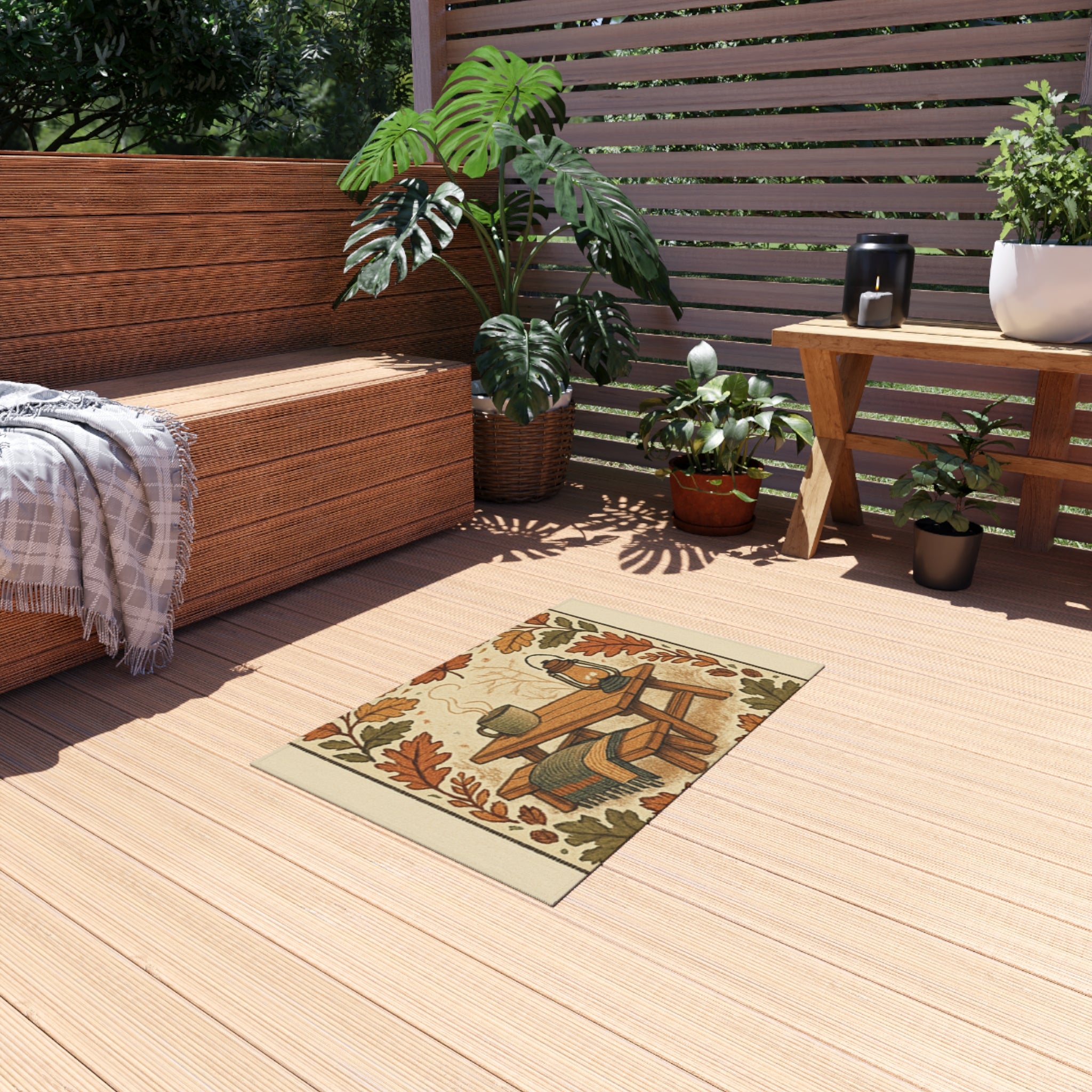 Autumn Outdoor Rug, Decorative Patio Mat, Fall Decor, Camping Rug, Outdoor Living Accents, Seasonal Home Decor - Indoor/Outdoor Rug, Camping