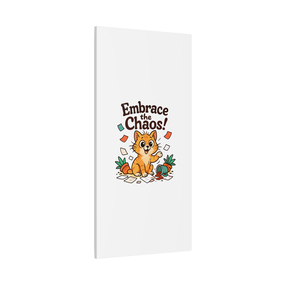 Embrace the Chaos! Cat Canvas Wall Art — Playful Orange Kitten Illustration