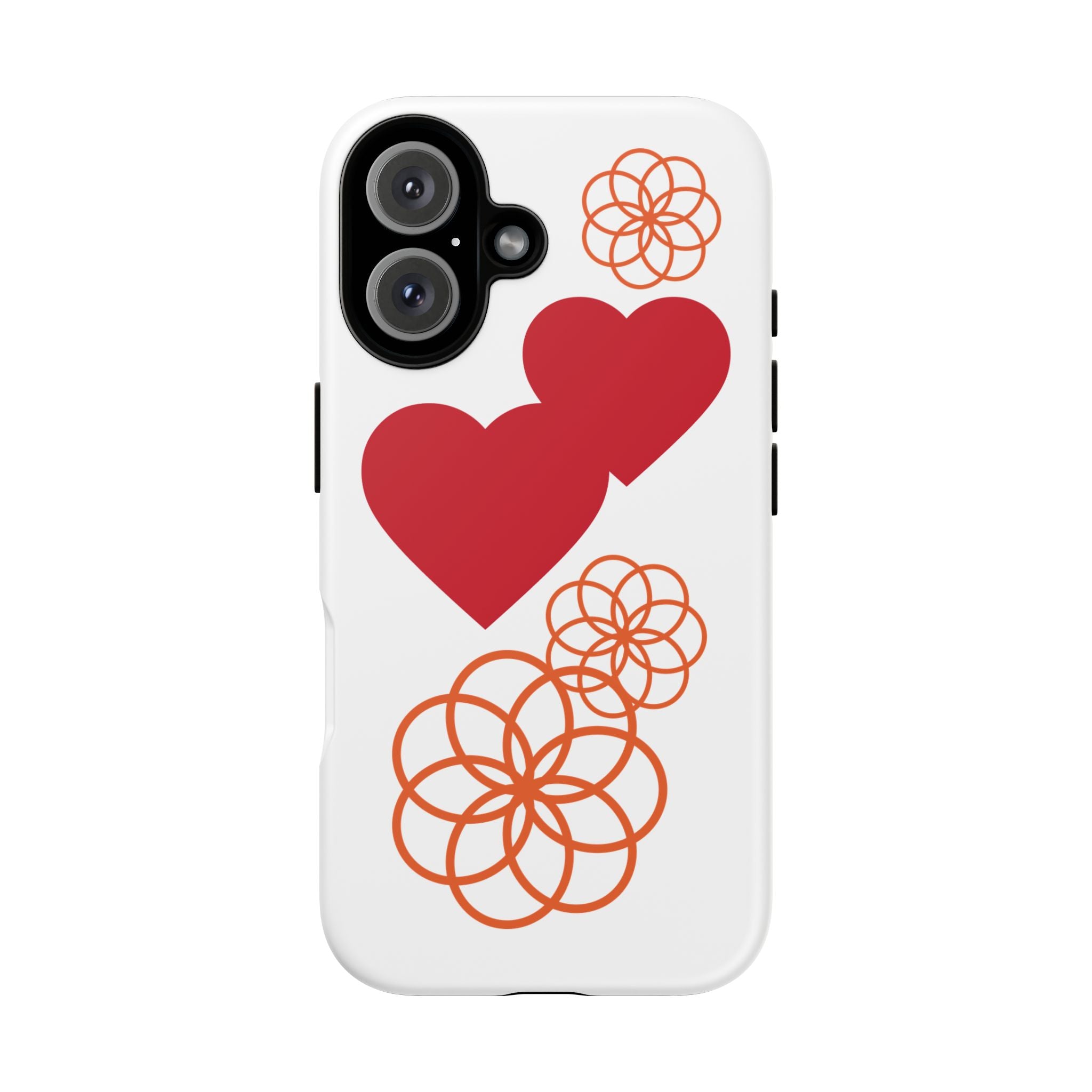 Floral Heart Pattern Phone Case | Tough Phone Cover, Spring Floral Design