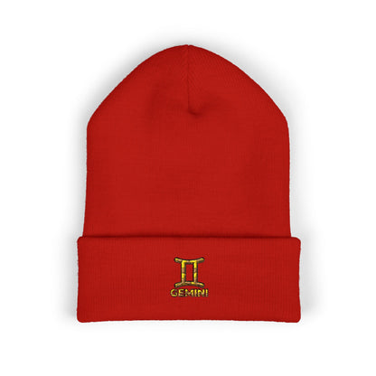 Embroidered Gemini Zodiac Cuffed Beanie