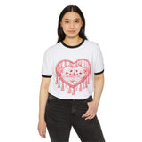 Cat Heart Ringer Tee — “My 1st Love” Retro Kitty Valentine T‑Shirt