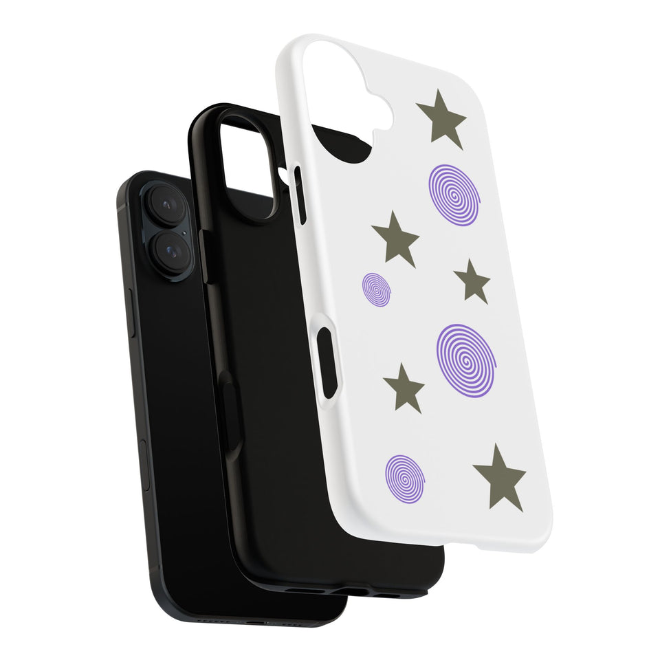 Trendy Phone Case, Stylish Phone Cover, Protective Phone Shell, Unique Phone Accessory, Gift for Her, Star and Swirl Design