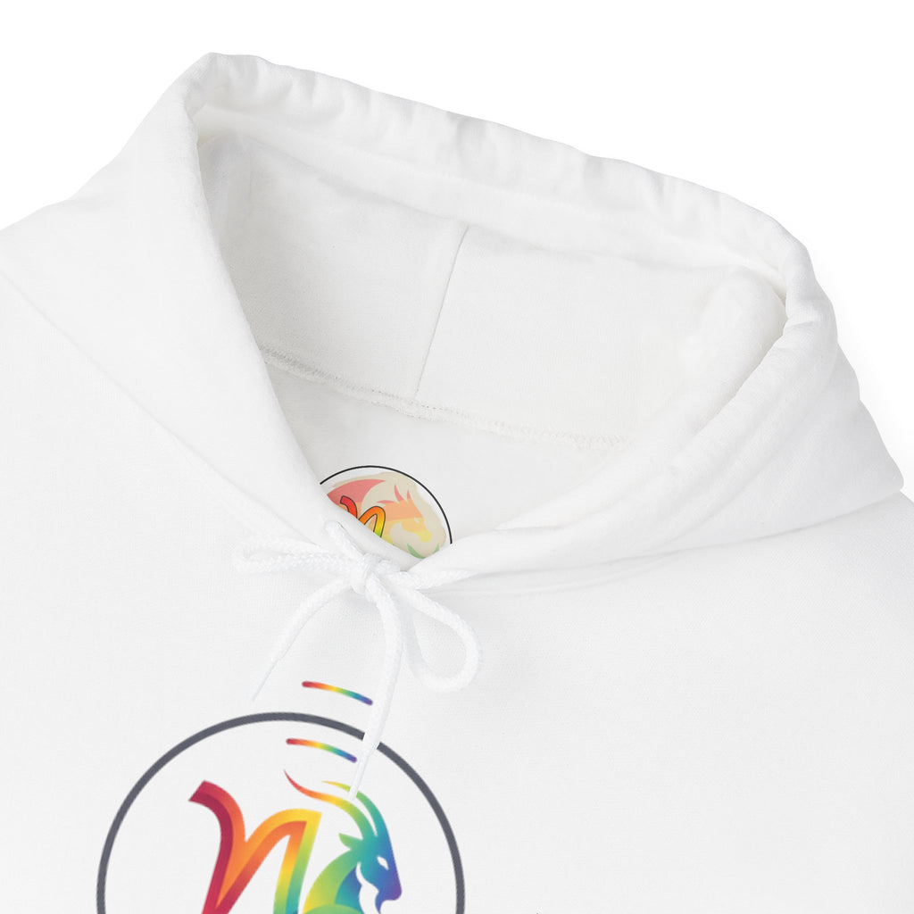 Capricorn Rainbow Zodiac Hoodie — Colorful Astrology Sweatshirt with Capricorn Symbol