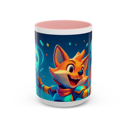 CartersLog Happy Fox Space Adventure Accent Coffee Mug – 11oz &amp; 15oz Cute Cosmic Design