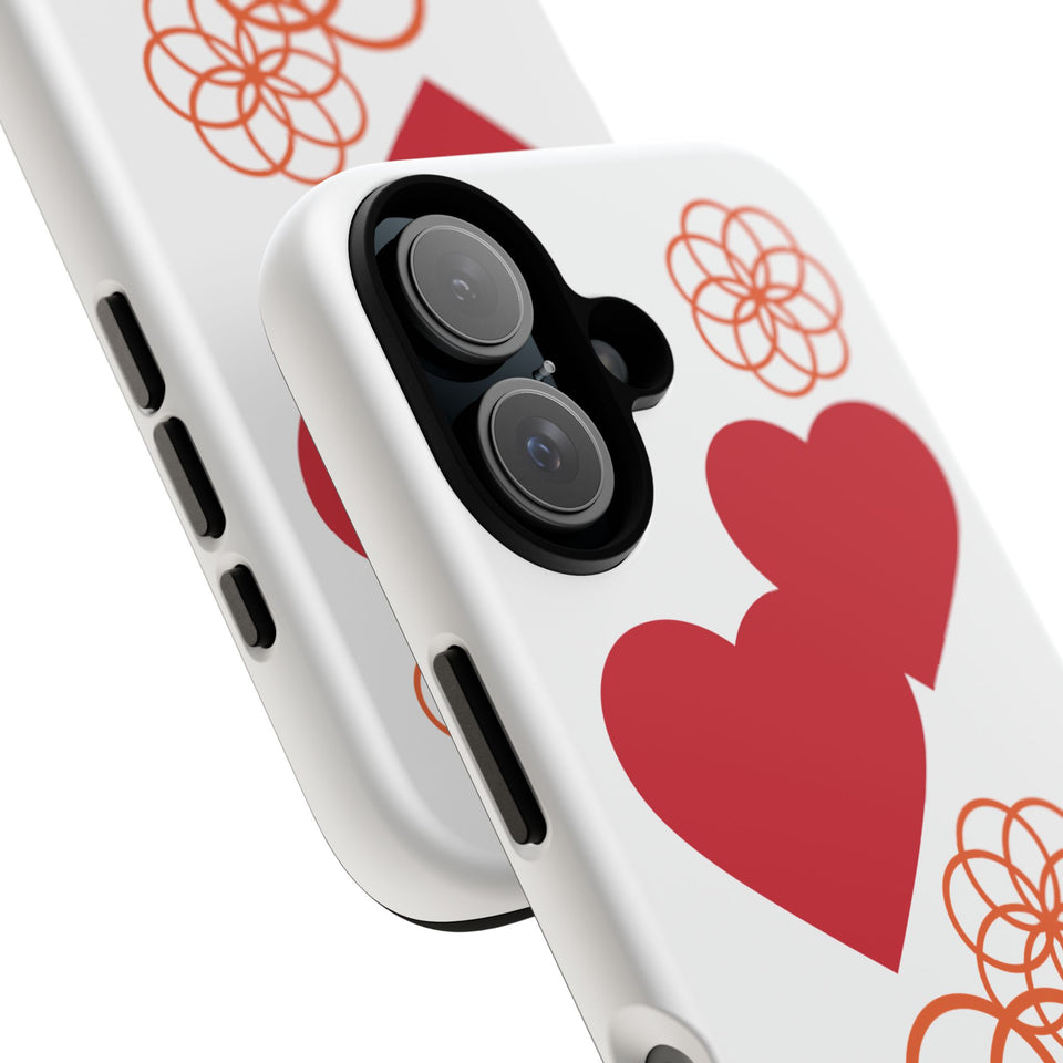 Floral Heart Pattern Phone Case | Tough Phone Cover, Spring Floral Design