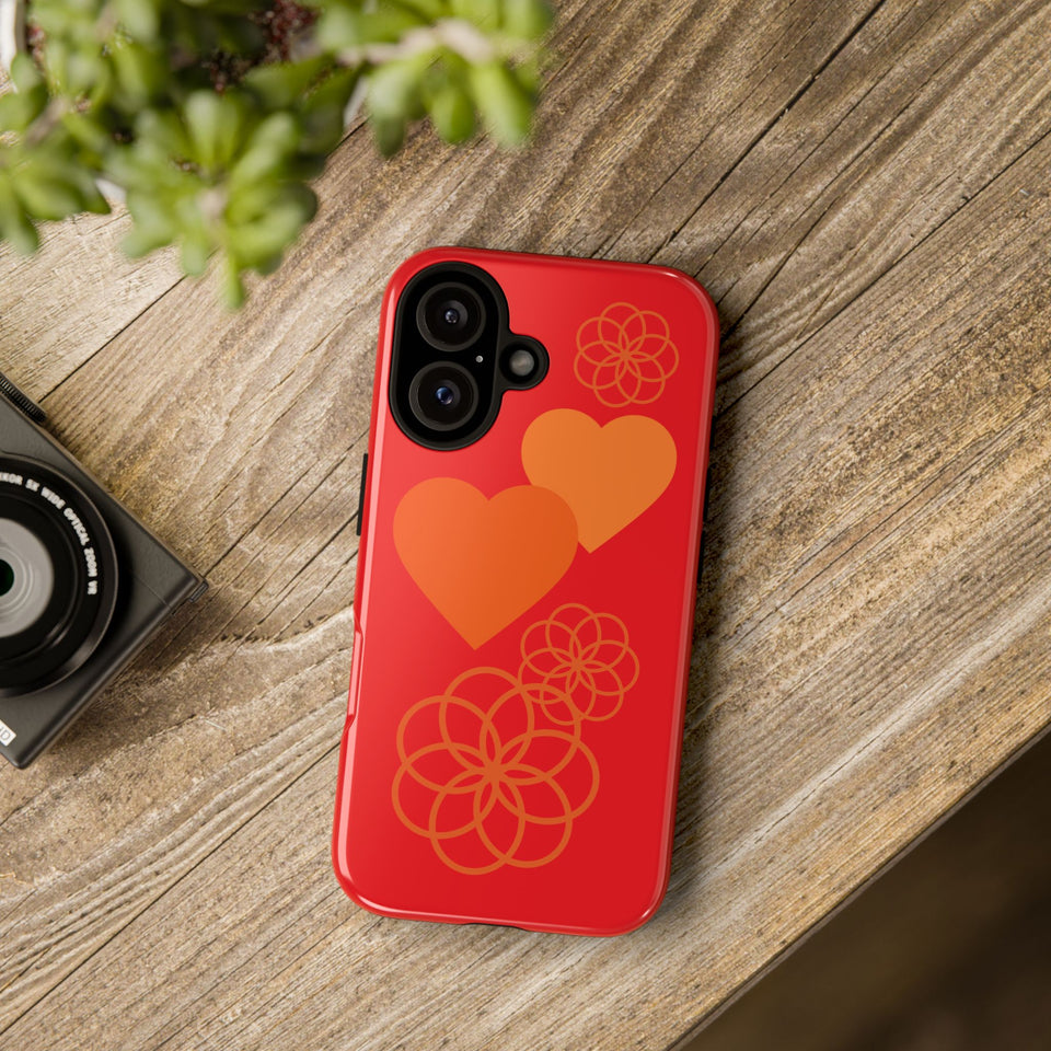 Stylish Phone Case with Floral Hearts Design, Tough Phone Cover, Unique Gift for Her, Trendy Accessories, Spring Vibe, Custom Cases