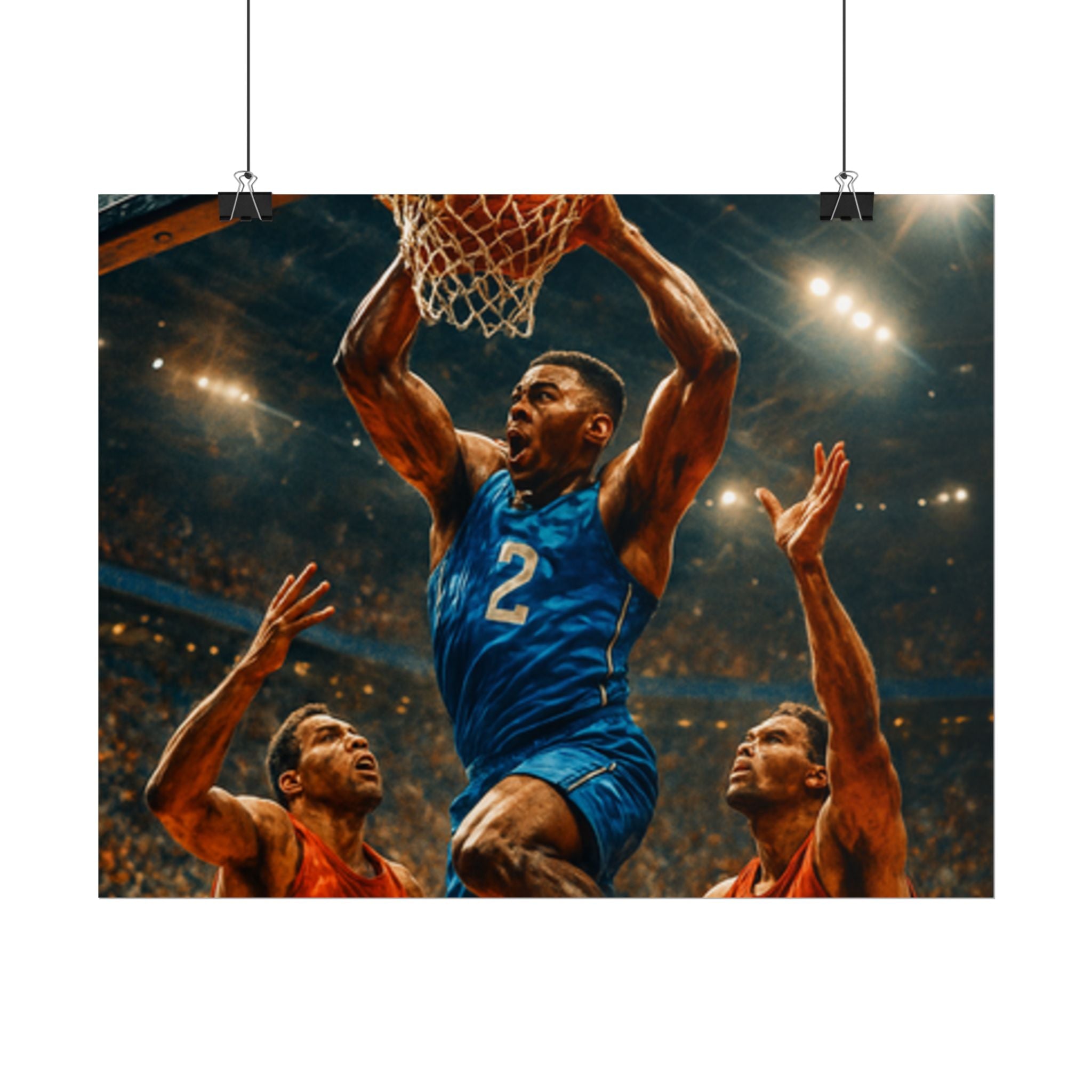 Poster Print, Dynamic Basketball Art Decor for Gamer Gift, Man Cave, Athletic Office, Sports Wall Art