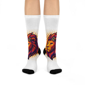 Flame Mane Leo Lioness Cushioned Crew Socks | Animal Art, Bold Color