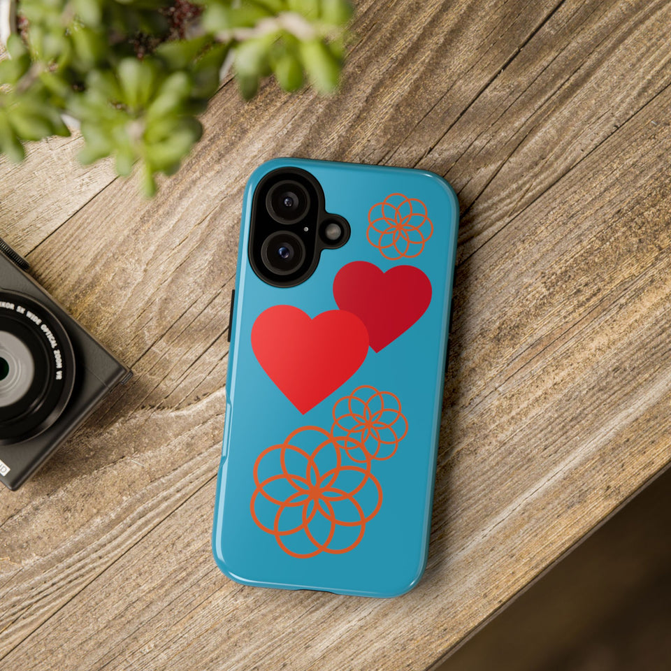 Stylish Phone Case with Floral Hearts Design, Tough Phone Cover, Unique Gift for Her, Trendy Accessories, Spring Vibe, Custom Cases