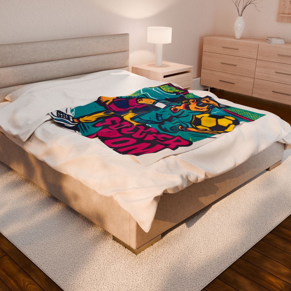 Velvet Plush Blanket, Hip Soccer Mom Design, Sports Fan Gift, Cozy Throw, Mother's Day Present, Soft Bedding