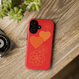 Stylish Phone Case with Floral Hearts Design, Tough Phone Cover, Unique Gift for Her, Trendy Accessories, Spring Vibe, Custom Cases