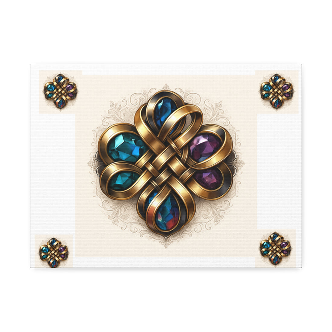 Canvas Wall Art, Elegant Gemstone Knot Design, Home Decor, Unique Gift, Art Print, Wall Hanging, Apartment Decor