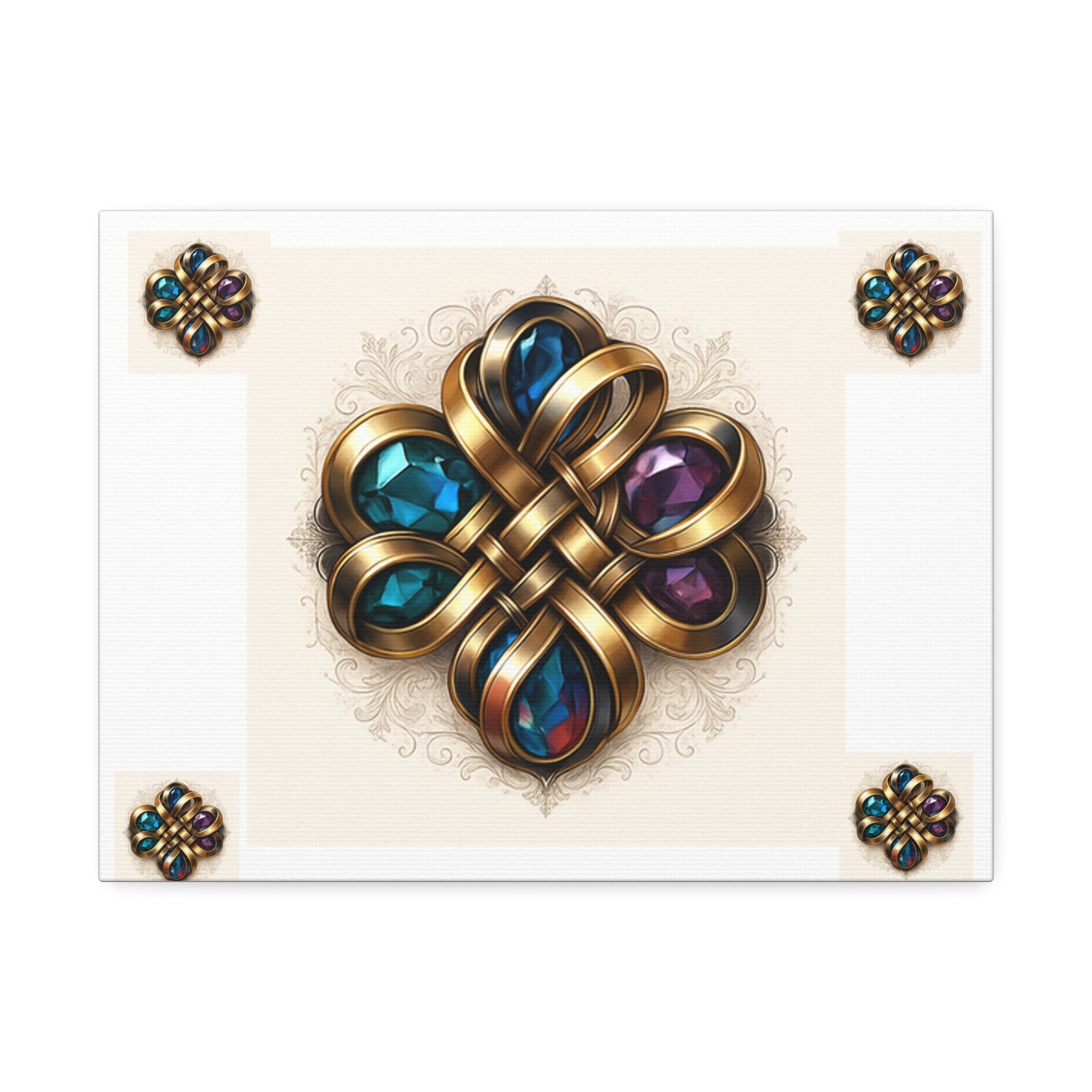 Canvas Wall Art, Elegant Gemstone Knot Design, Home Decor, Unique Gift, Art Print, Wall Hanging, Apartment Decor