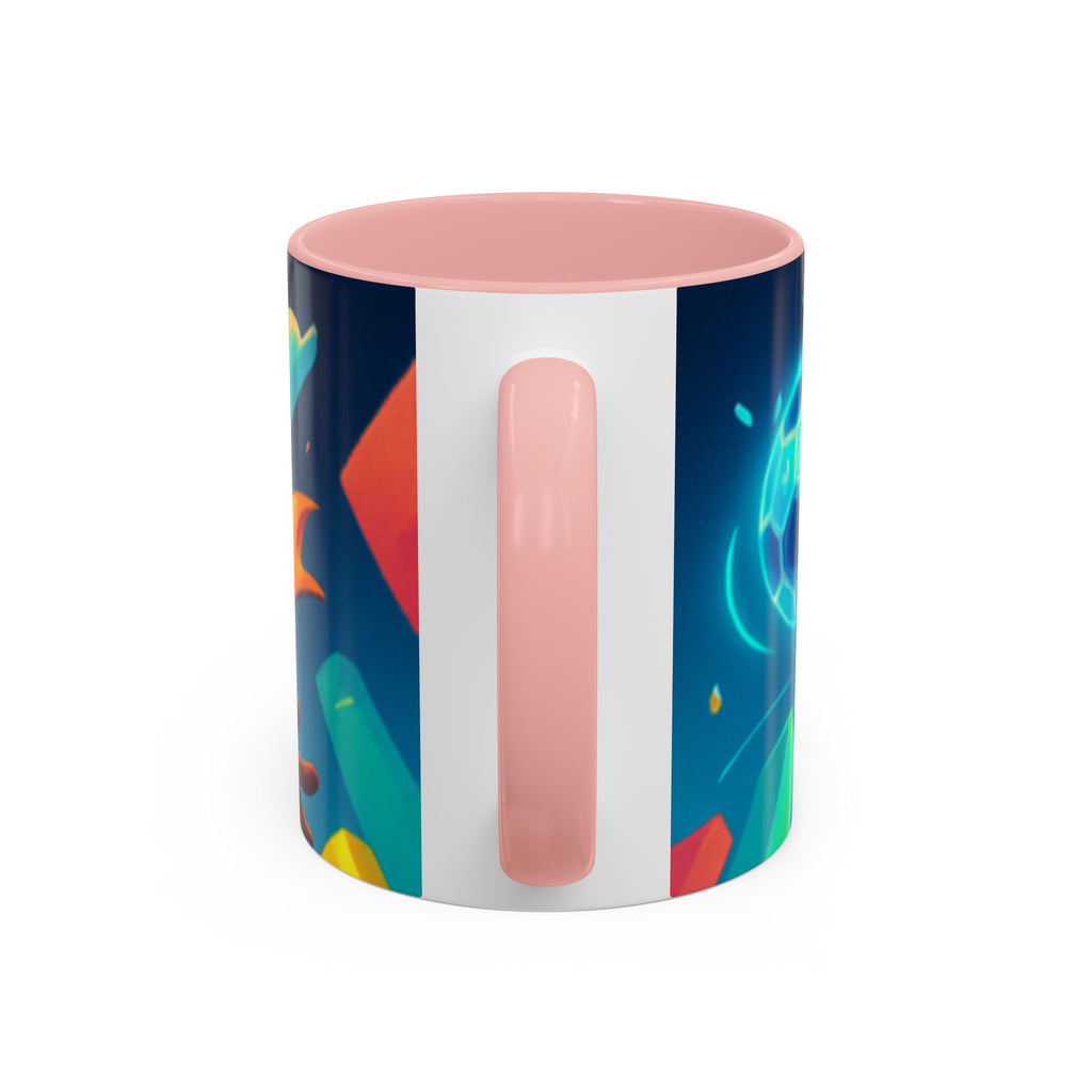 Happy Fox Space Adventure Accent Coffee Mug | Cute Fox Character, Colorful Cosmic Design